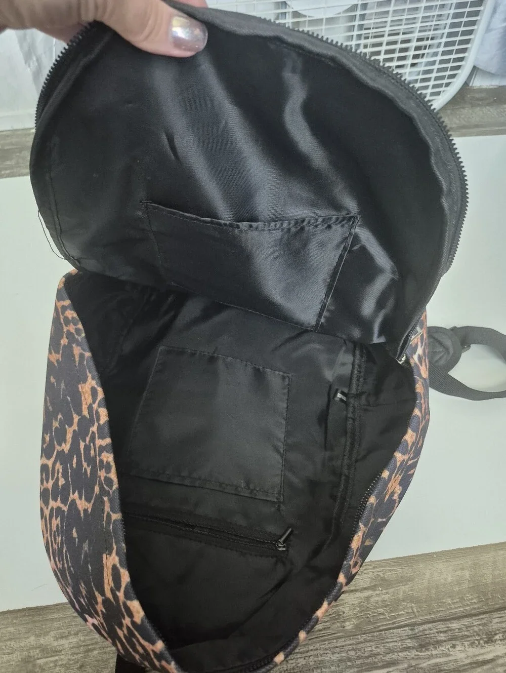 Leopard Print Backpack Animal Print Spots Black & Brown